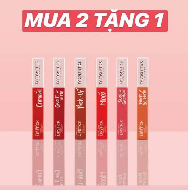 Mua 2 son kem TẶNG 1 son kem
, Mua 2 son thỏi TẶNG 1 son thỏi
 Mua 2 set mini TẶNG 1 set mini
 Mua 2  bặm TẶNG 1 bặm