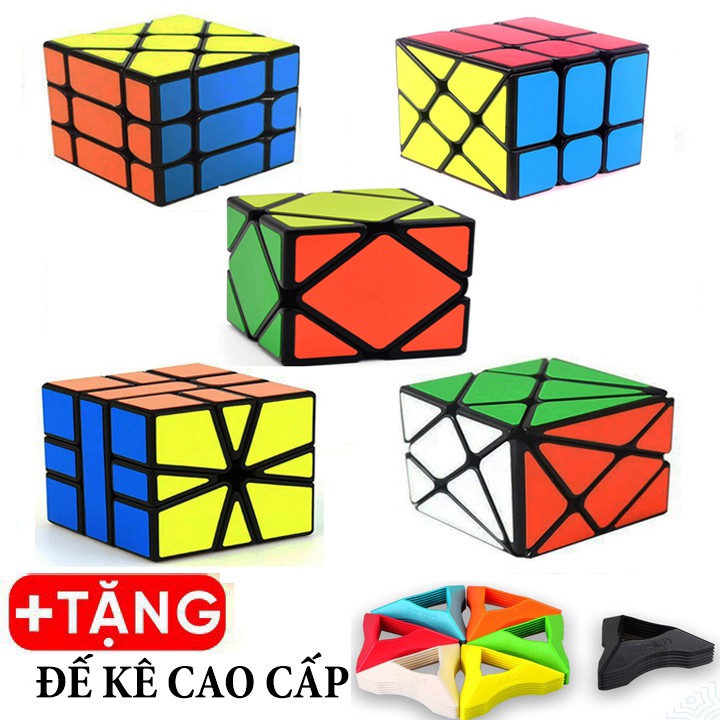 Combo 5 Rubik Axis, Windmill, Fisher, Skewb, Square-1 - Rubik Biến Thể Viền Đen Cao Cấp Nhập Khẩu Chính Hãng