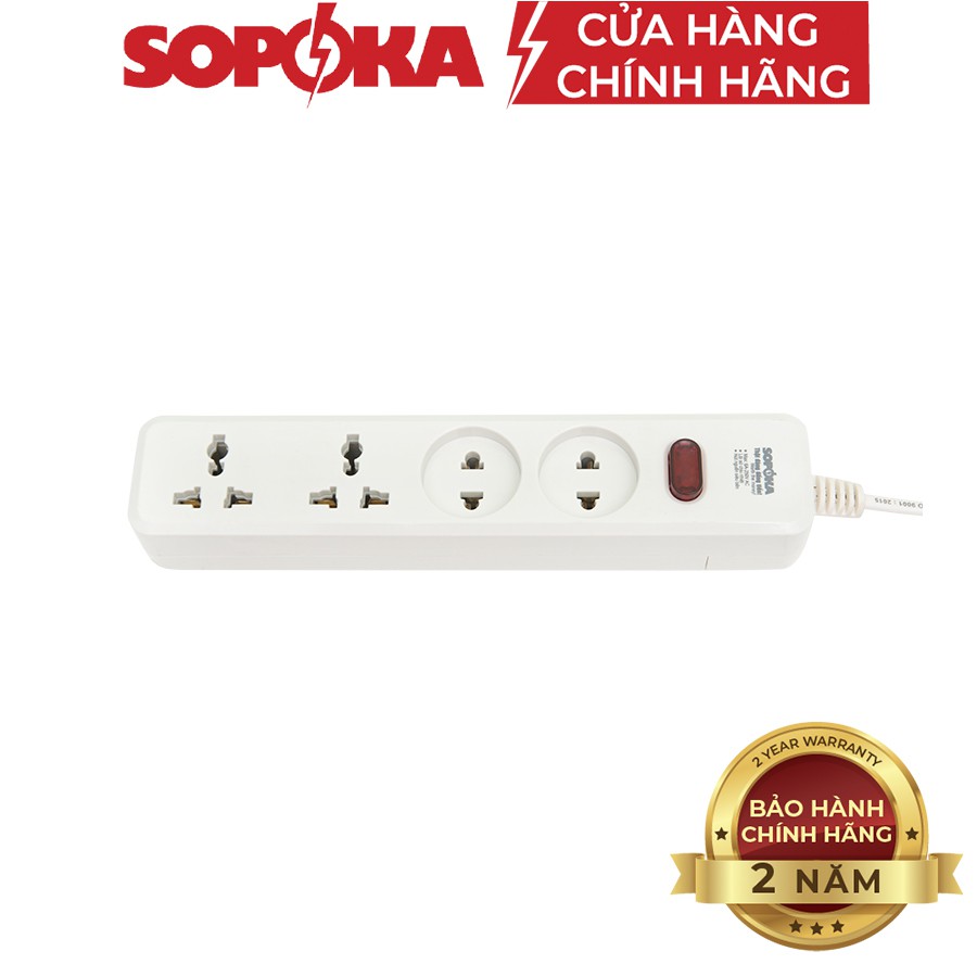 Ổ cắm điện liền dây chịu tải 1200W 2200W SOPOKA 4D1 4D2 dây 2,5M-4,5M Chính hãng