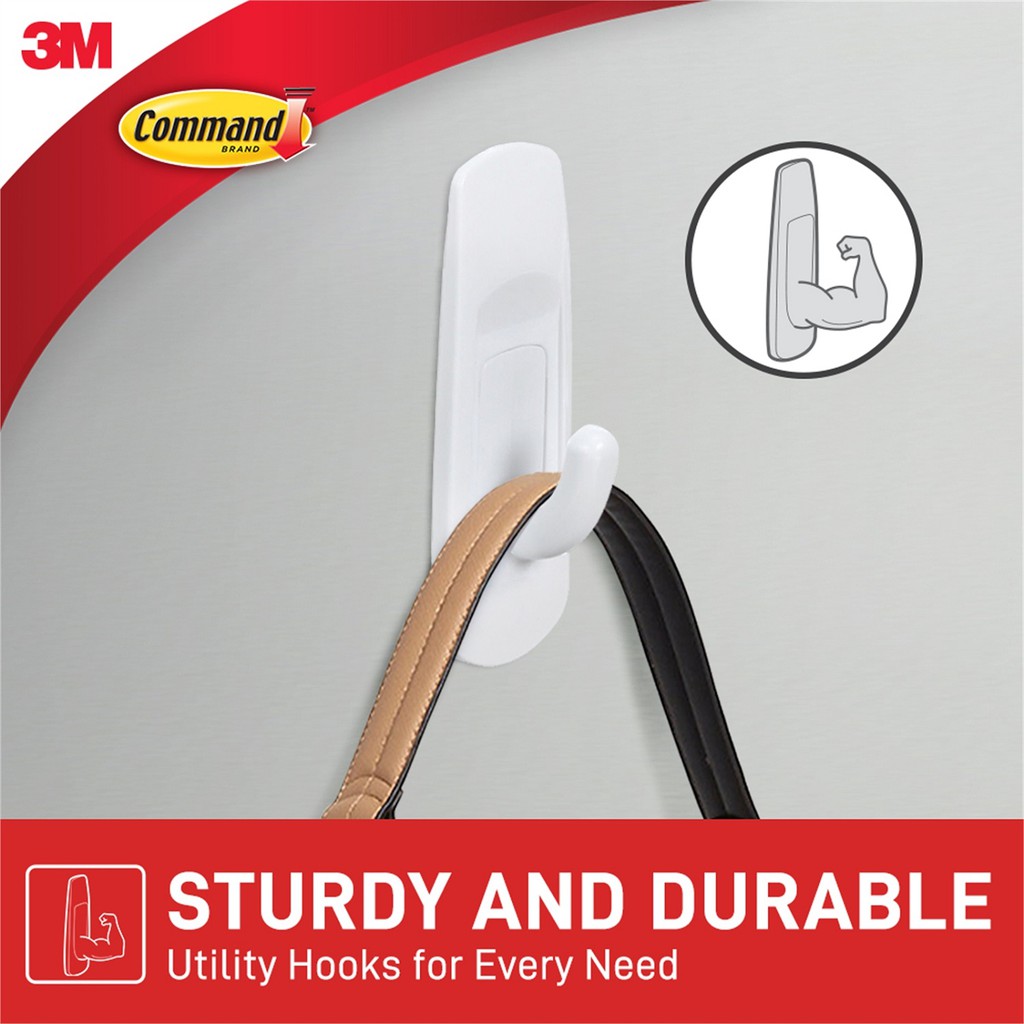 Bộ 2 móc treo đồ dán tường cường lực siêu dính chống thấm nước 1.3kg Command 3M 17001B