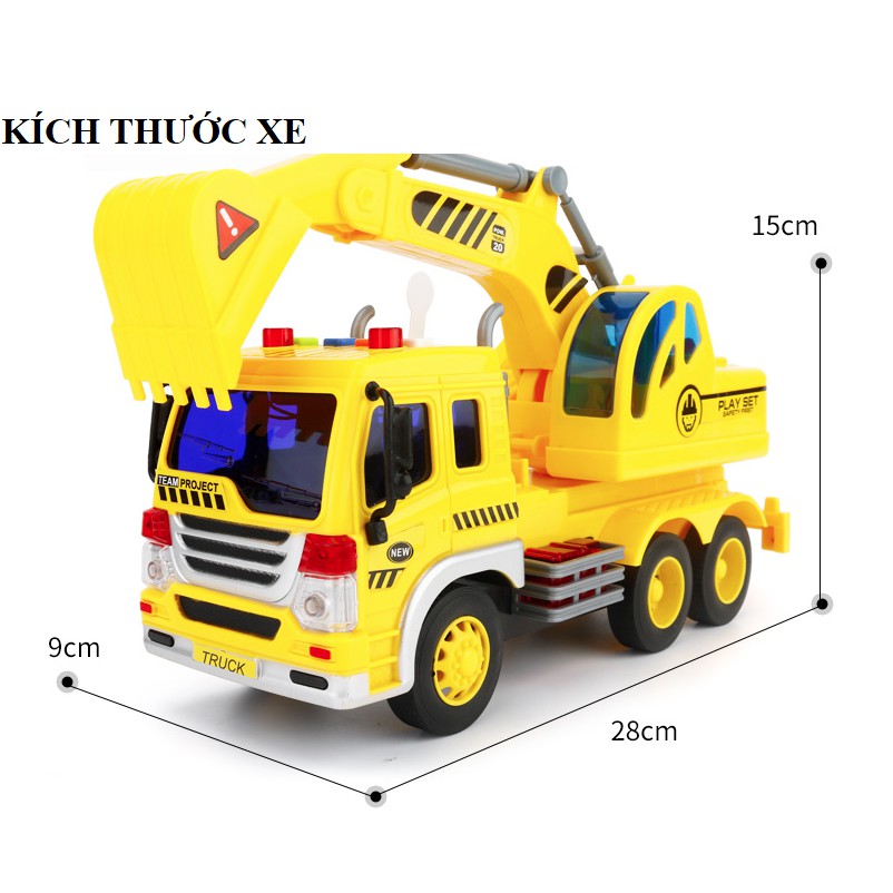 Xe cẩu xúc đồ chơi trẻ em bằng nhựa có âm thanh và đèn