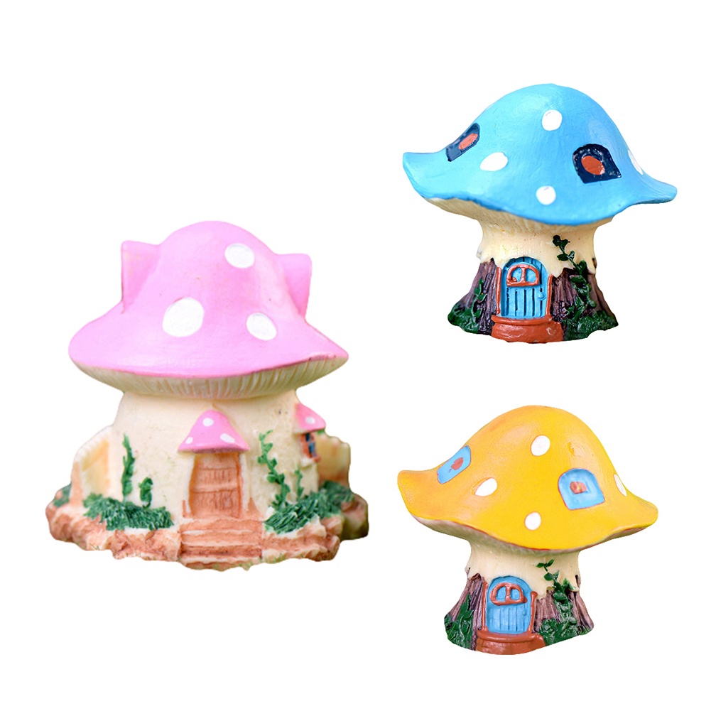 Mô Hình Ngôi Nhà Nấm Bằng Nhựa Resin Màu Sắc Tươi Sáng Trang Trí Cây Bonsai