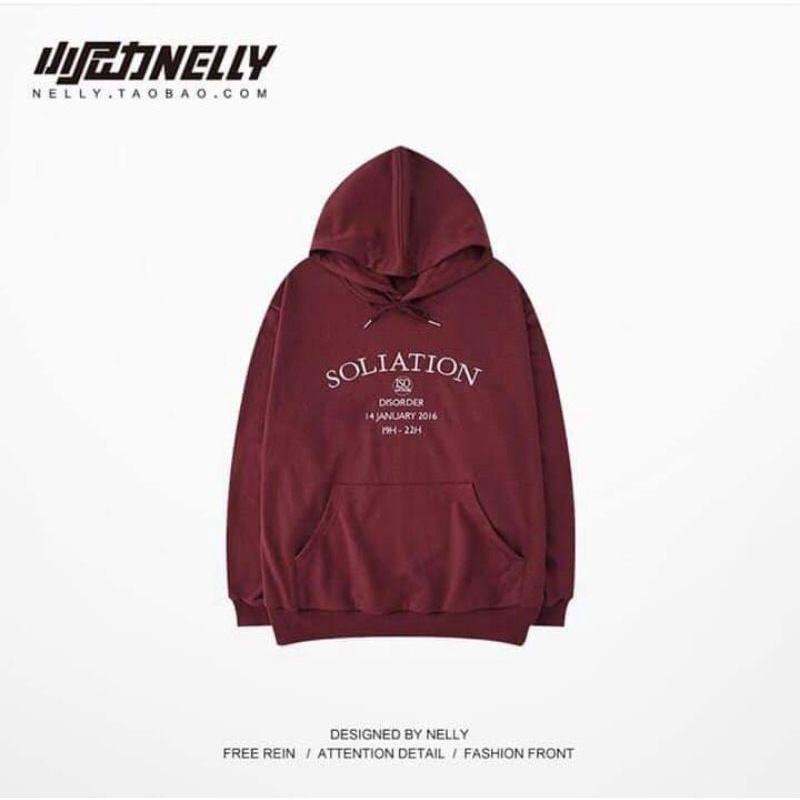 Áo Nỉ Hoodie Đỏ SOLIATION Unisex 🦋 Áo Khoác Nam Nữ Dáng Rộng Kèm Mũ 🦋 G084 - HT STORE | BigBuy360 - bigbuy360.vn