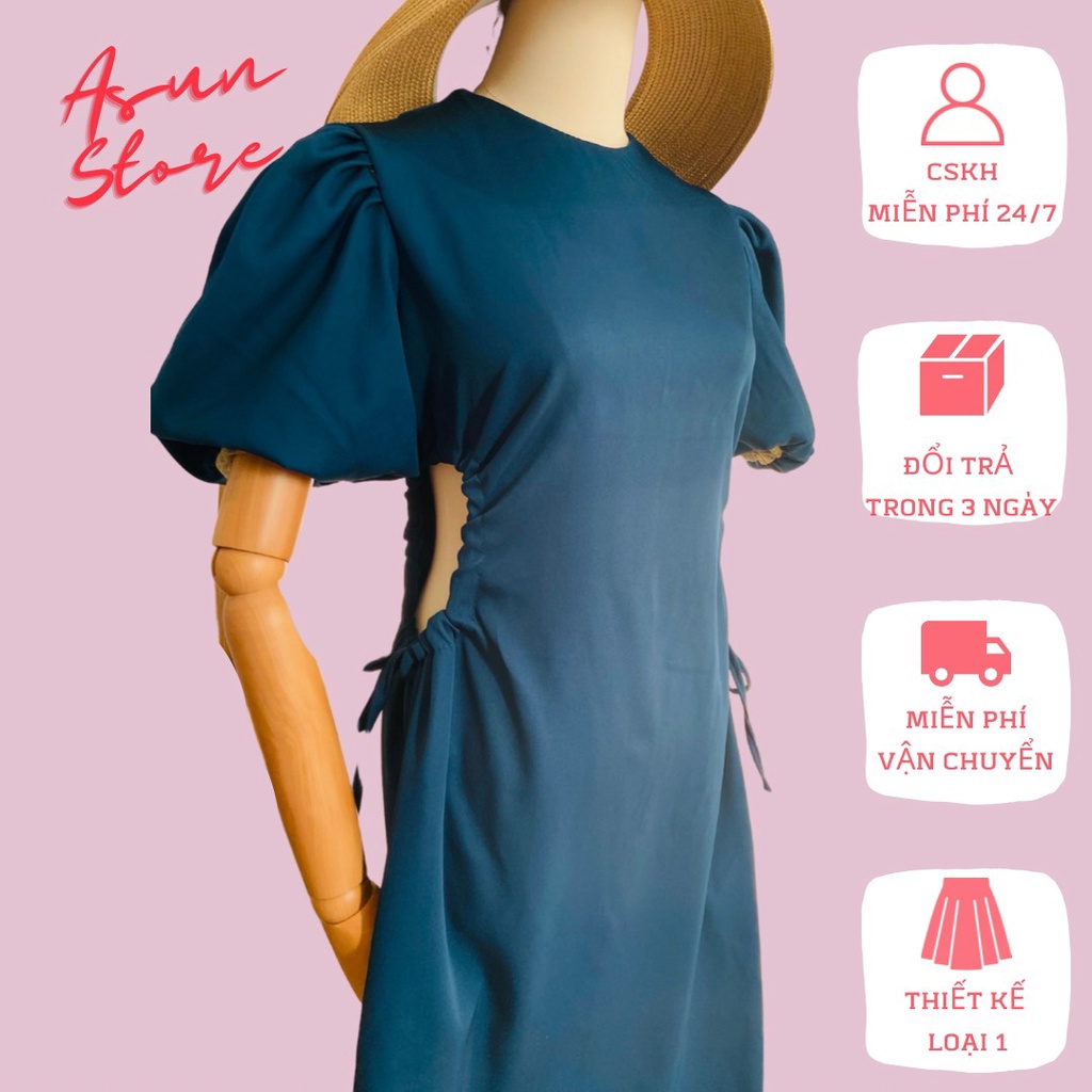 Đầm khoét eo 🥃Clip + Ảnh Thật🥃 Váy suông hở eo buộc dây thiết kế