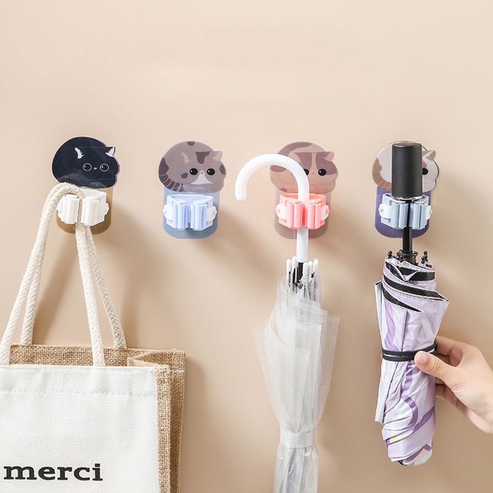 Móc dán tường treo cây lau nhà hình hoạt hình siêu dính không cần khoan cho phòng tắm