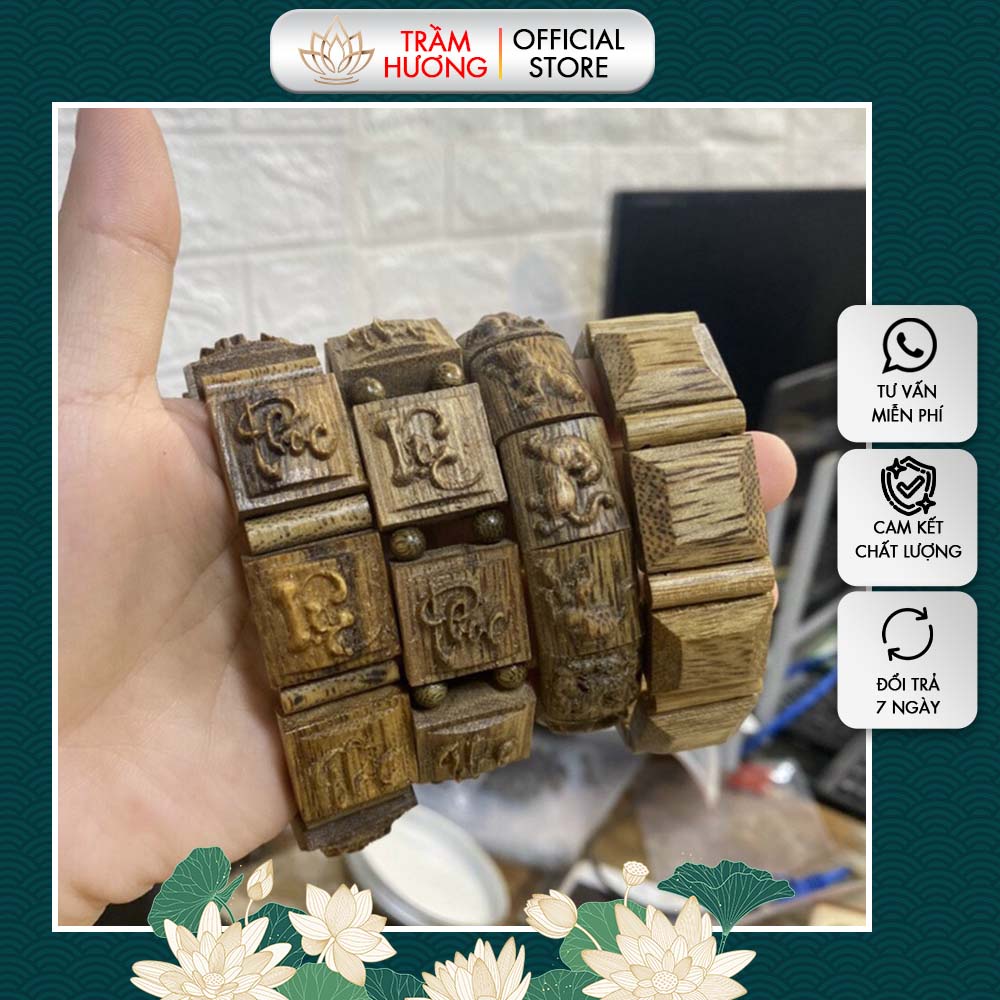 Vòng Tay Trầm Hương Bảng Đông Hồ Trầm Tốc Tự Nhiên, Cao Cấp - Hương Thơm Trầm Ngọt VTTH52
