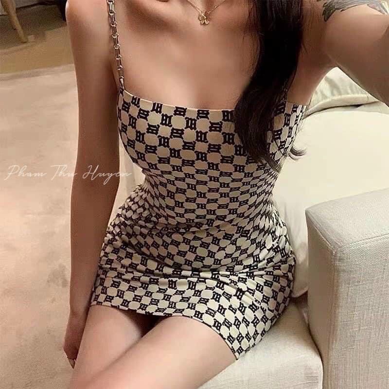 💥💯 Váy đầm ôm body quai xích hoạ tiết gucci co giãn 4 chiều hàng cao cấp - HÀNG MỚI VỀ