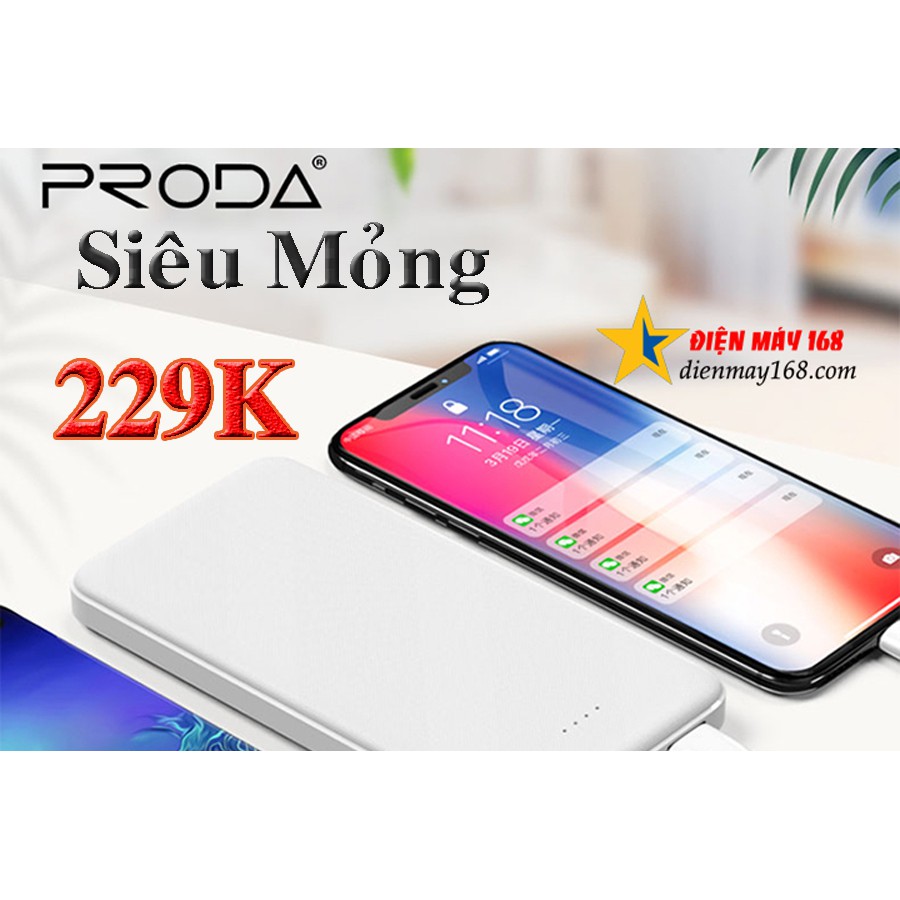 Pin Sạc Dự Phòng Proda P39 Dung Lượng 10.000 sạc Nhanh 2 Cổng