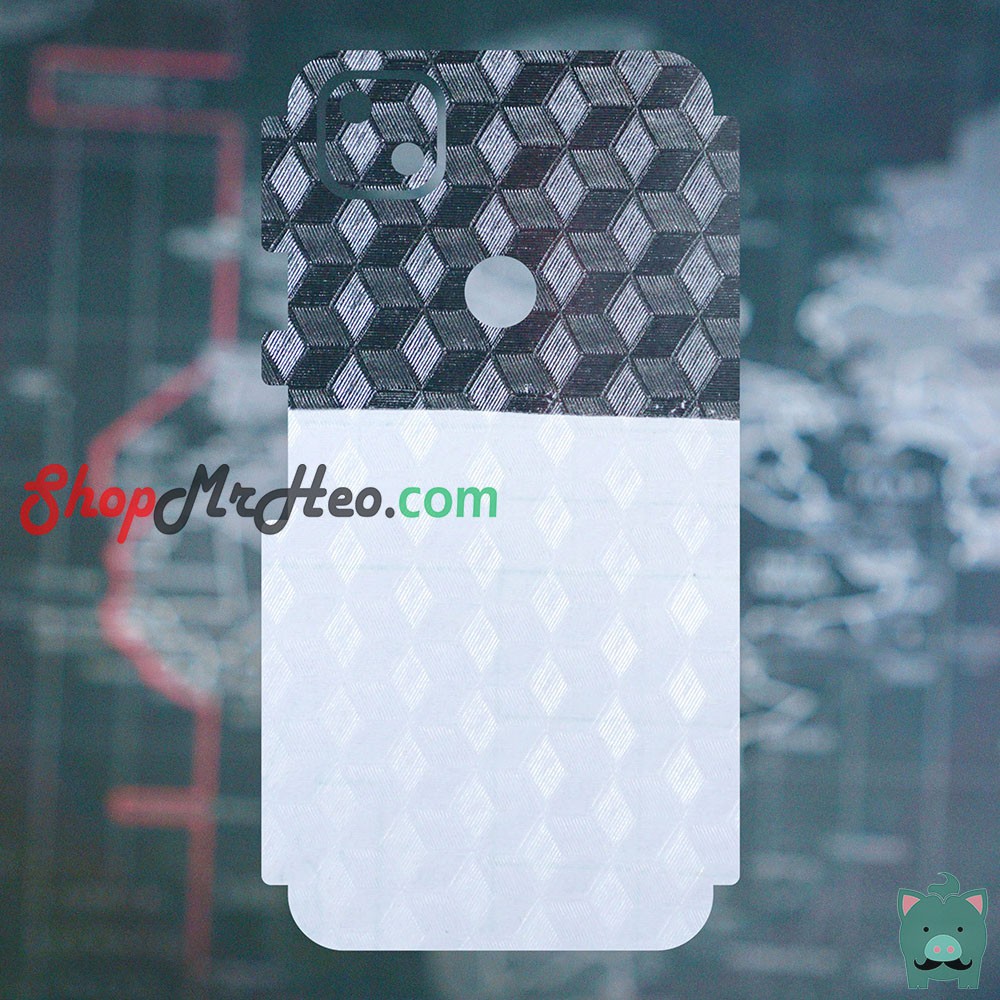 Skin Dán Mặt Sau Lưng Vân 3D Google Pixel 4a - Pixel 4a 5G - Carbon, Hình hộp, Nhám, Vân Da