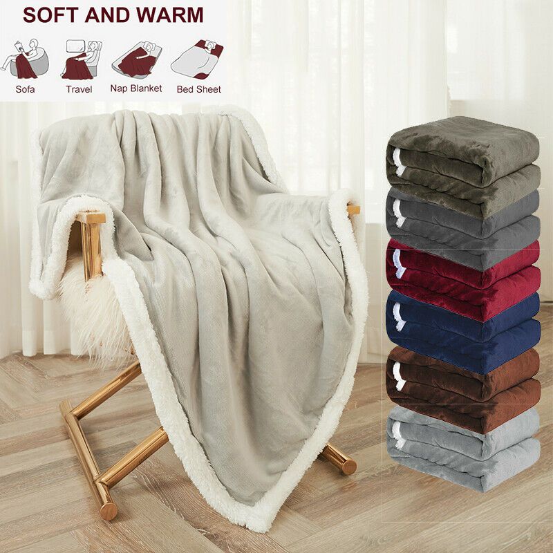 Chăn Lông Cừu Flannel Mềm Mại Dày Dặn Ấm Áp