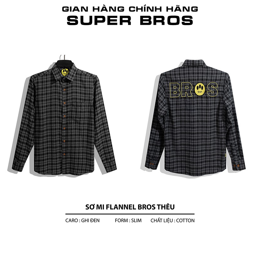 Áo Sơ Mi Nam Flannel Hàng Hiệu SUPER BROS Unisex Thêu Logo - Thiết Kế Trẻ Trung, Hiện Đại - Với Nhiều Màu Nam Tính | BigBuy360 - bigbuy360.vn