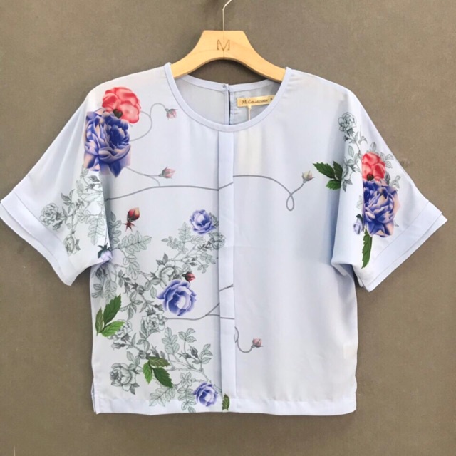 Áo lụa cánh dơi hoa hàng Mcolection trung niên màu da (60-75kg)