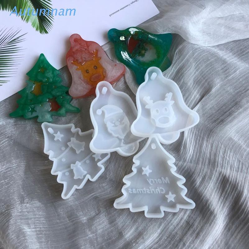 Khuôn Silicone Làm Mặt Dây Chuyền Hình Cây Thông / Tuần Lộc / Chuông Giáng Sinh