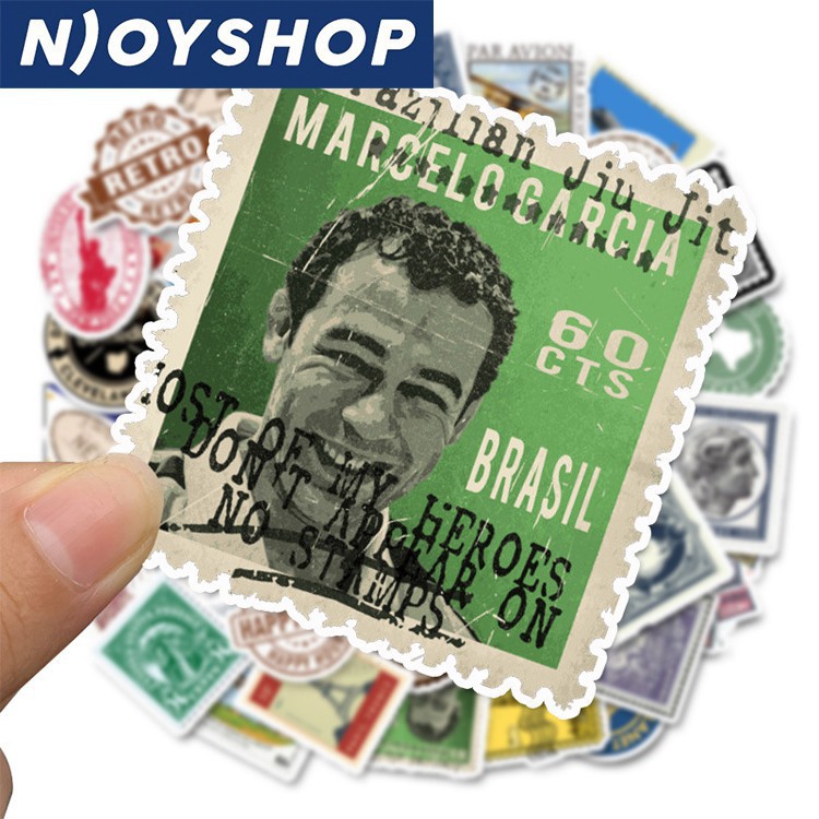 Set 50 Miếng Sticker Tem Dán Postage Stamp Chống Nước Dán Nón Bảo Hiểm, Laptop, Vali, Tủ, Bàn Học, Xe Máy | BigBuy360 - bigbuy360.vn