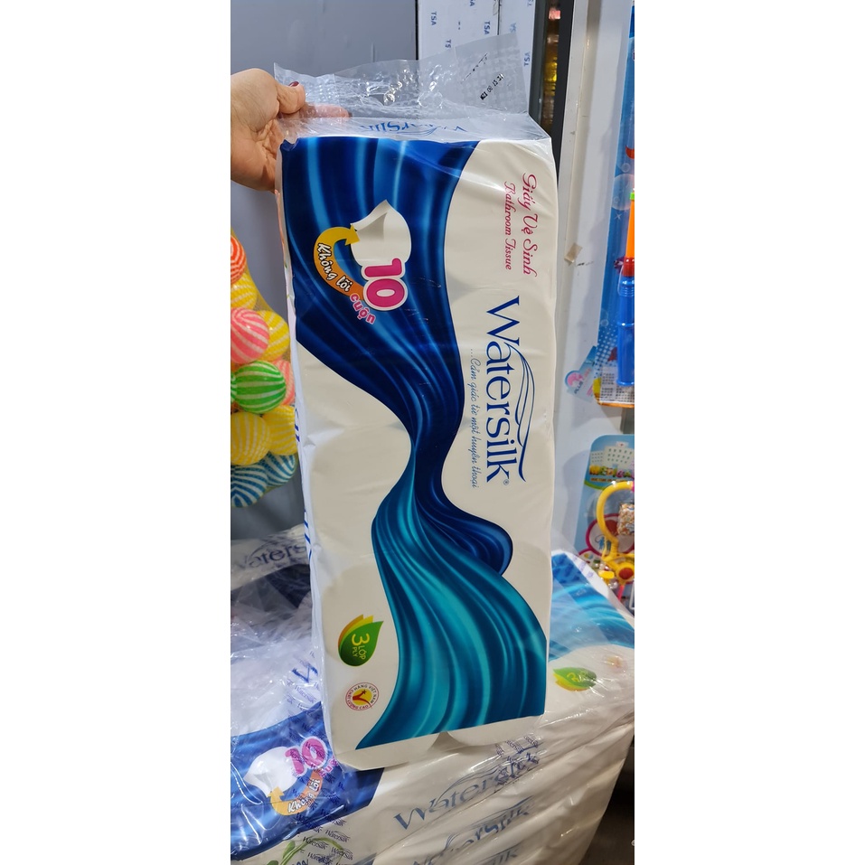 GIẤY VỆ SINH WATERSILK 10 cuộn x 3 lớp không lõi