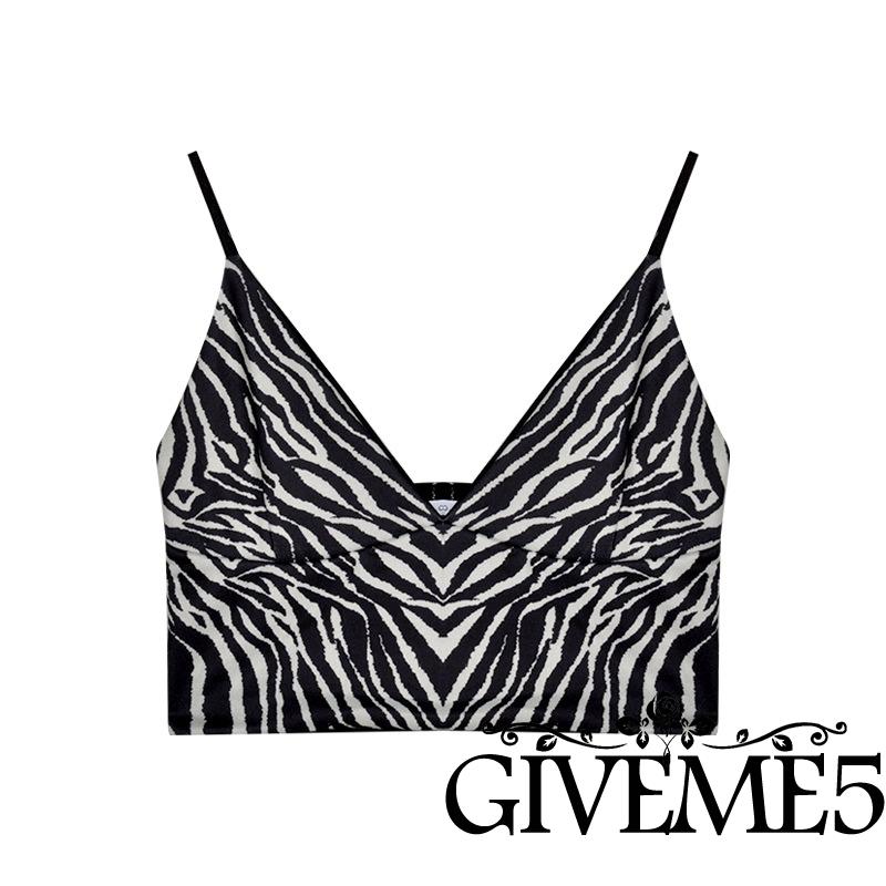 Áo lửng hai dây họa tiết ngựa vằn cổ tim quyến rũ dành cho nữ