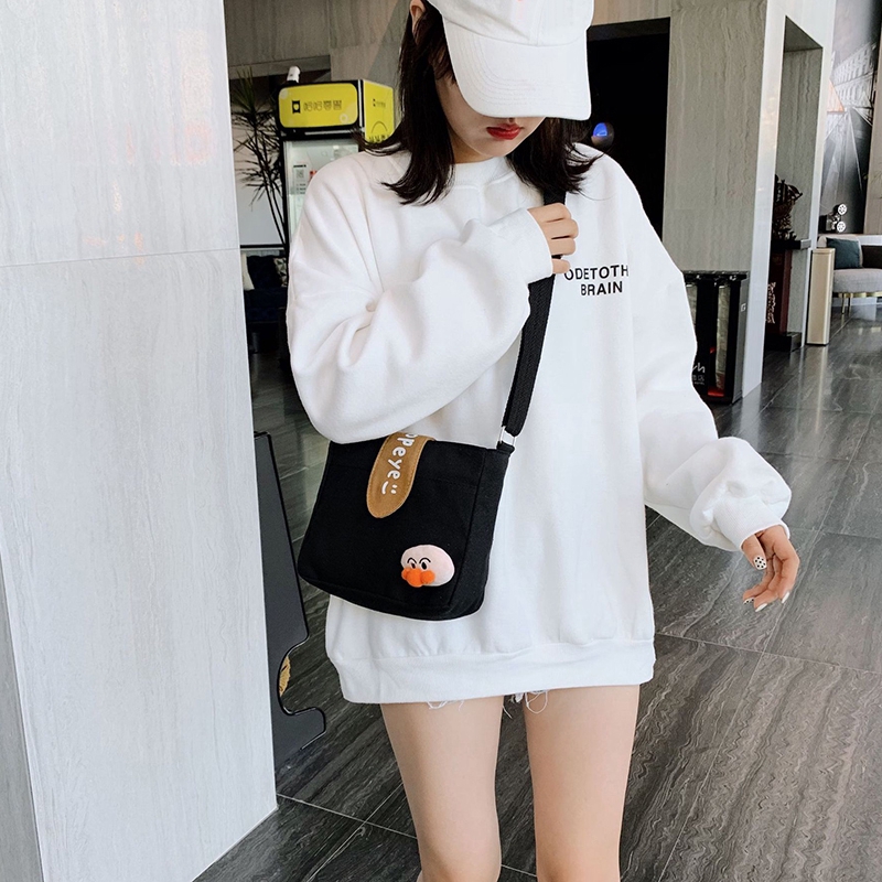Túi đeo chéo làm bằng vải canvas phong cách Hàn dành cho phái đẹp