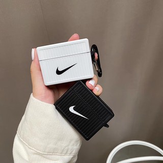 Vỏ bảo vệ bằng tpu kèm móc treo cho hộp sạc tai nghe Airpods 1/2 Pro thiết kế sọc trắng và đen thời trang