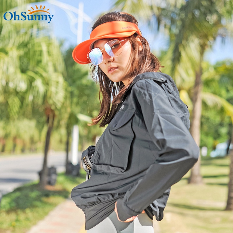 OhSunny Áo khoác chống nắng  tích hợp khẩu trang chống tia cực tím thoáng khí trọng lượng nhẹ