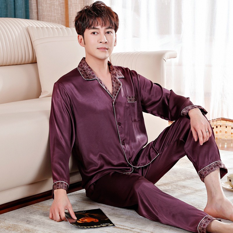 NG1908 Bộ pyjama nam dài tay chất lụa 4 mùa hàng nhập