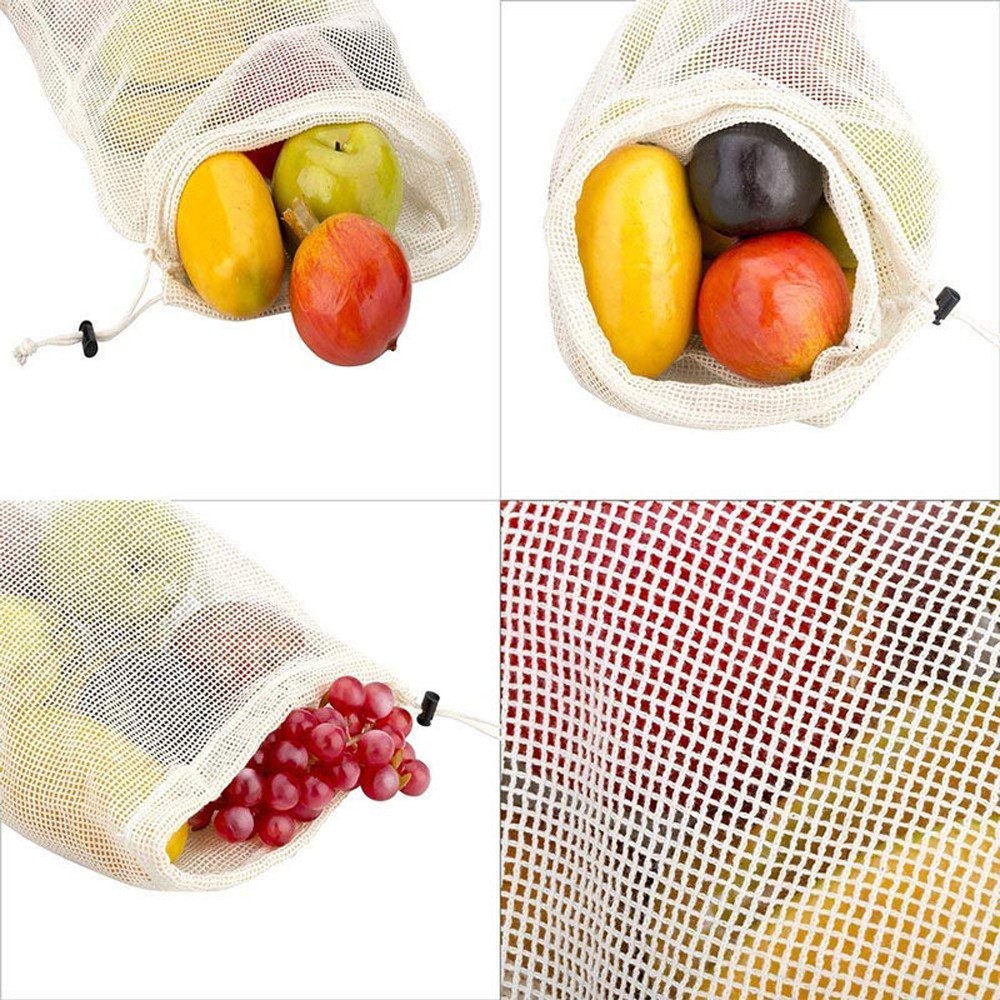 1/3 túi lưới đựng hoa quả tiện dụng có dây rút có 3 kích thước lựa chọn