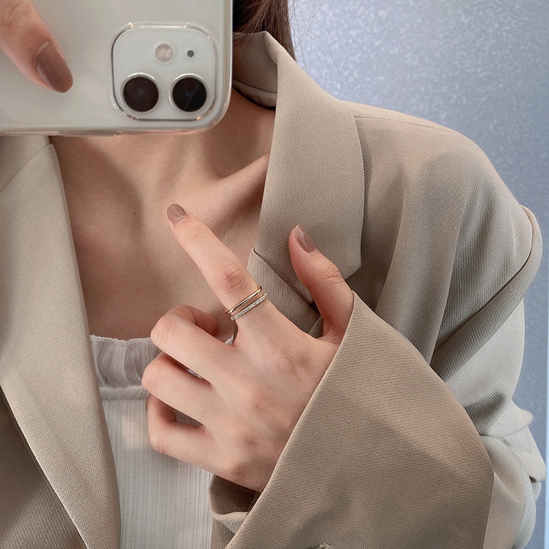 Nhẫn Trang Sức Kiểu Dáng Hình Học Đơn Giản Thời Trang Nhật Hàn
