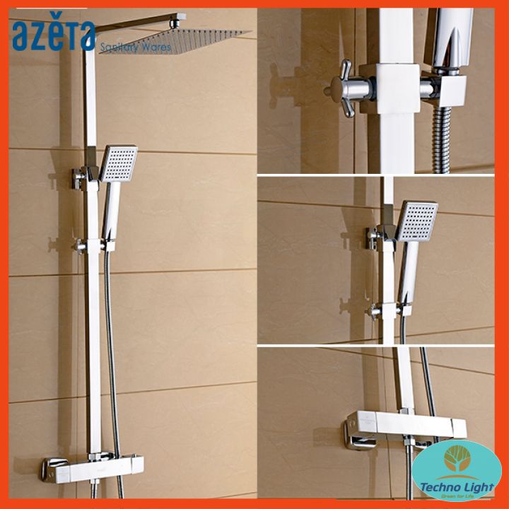 Bộ Sen cây tắm đứng nóng lạnh KOREA 6563, Đồng mạ crom cao cấp, điều chỉnh nhiệt độ ⚡ Bảo Hành 3 năm⚡