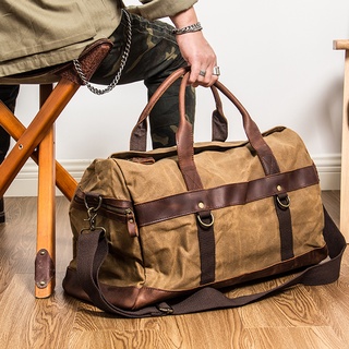 Túi xách du lịch vải canvas + da thật phong cách vintage cho nam m106