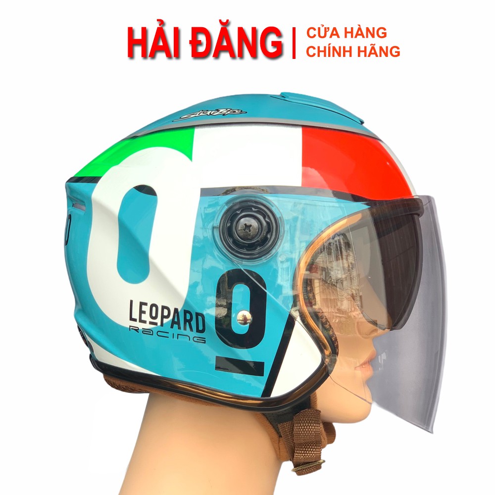 Mũ bảo hiểm 3/4 đầu Napoli N125 mẫu 2 kính đi được cả ngày và đêm tem  LEoPARD O - Bảo hành 12 tháng