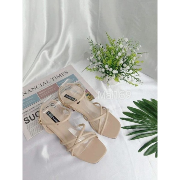 Sandal 3 quai chéo MAILIAA gót vàng 2 phân đế loại 1