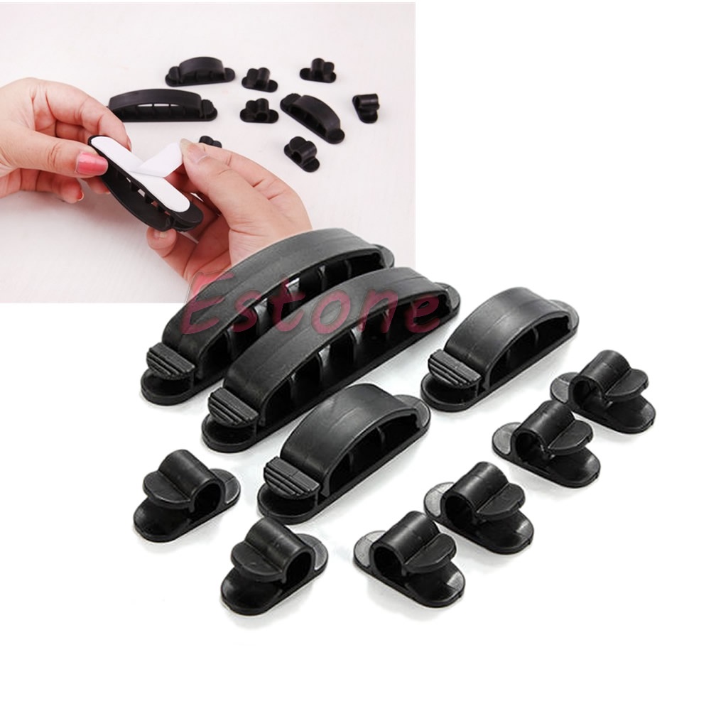 Bộ 10 Giá Đỡ Cố Định Dây Cáp TV / PC Để Bàn Tiện Dụng