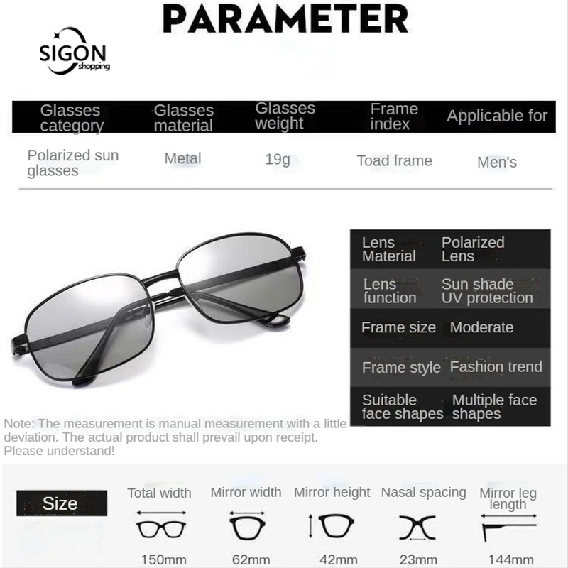 Kính Mát Thay Đổi Màu Sắc Phù Hợp Cho Đi Du Lịch Hàng Ngày Cho Nam