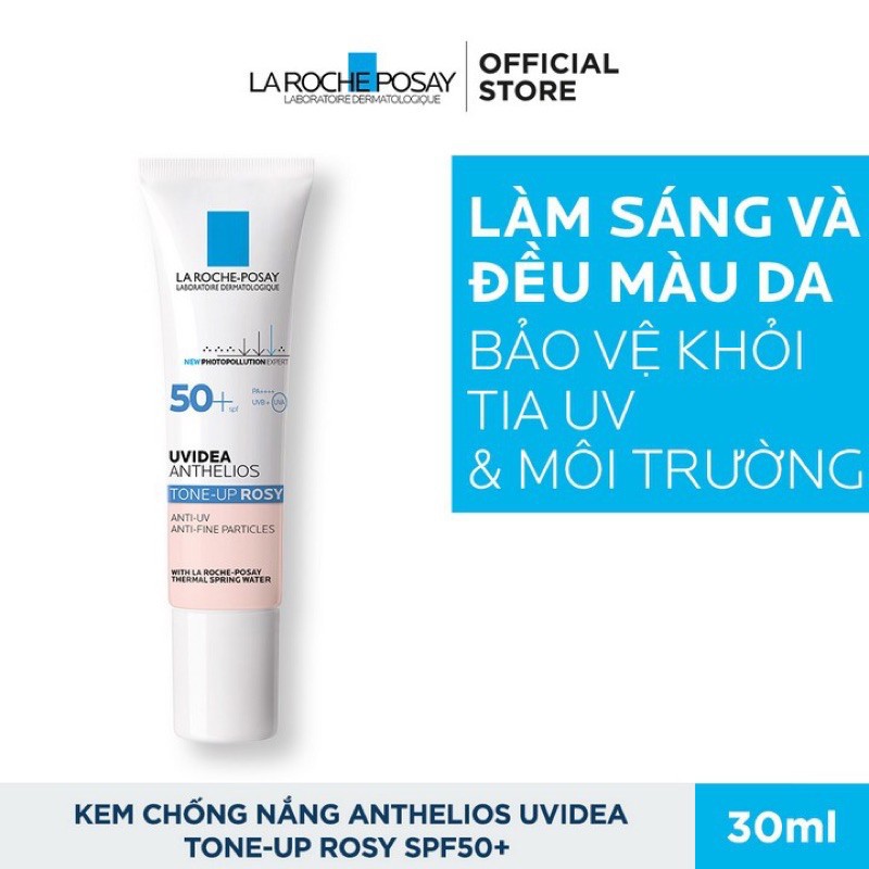 [CHÍNH HÃNG] Kem Chống Nắng La Roche-Posay Nâng Tông Màu Sáng Ánh Hồng 30ml UVIDEA Anthelios Tone-Up Rosy SPF50+