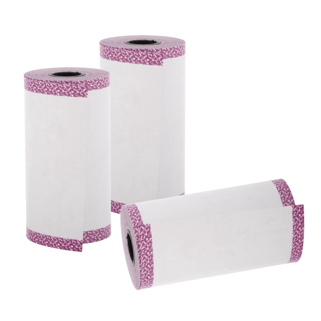 Bộ 3 Giấy In Nhiệt Mini Viền Màu Kích Thước 57x30mm Không Dính Để Chọn