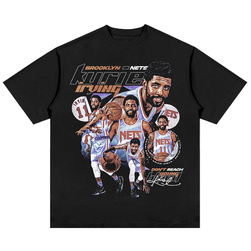 #Nfjs Áo Thun cotton Tay Ngắn Dáng Rộng In Hình Ngôi Sao NBA Kyrie Irving Phong Cách Mỹ Dành Cho Nam