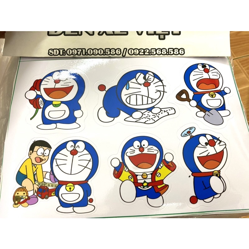Mẫu 67 Doremon - Tem sticker decal dán hình Doremon dễ thương quá cho xe máy điện thoại laptop mũ bảo hiểm sách vở