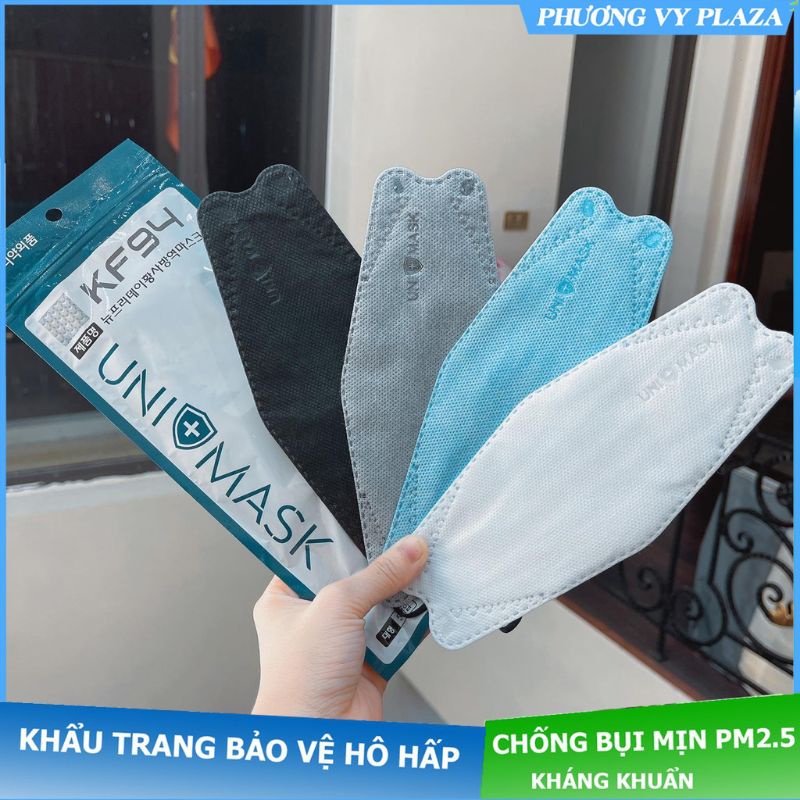 Khẩu trang 4D  kf94 3 màu trắng xanh  xám