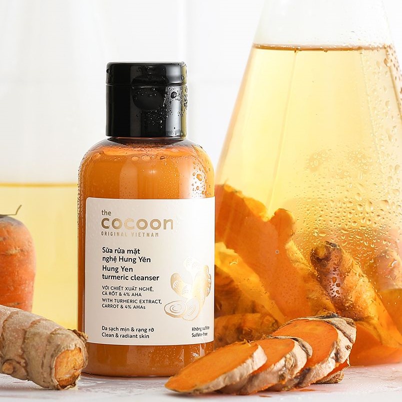 Sữa rửa mặt nghệ Hưng Yên COCOON Hung Yen Turmeric Cleanser tẩy tế bào chết da sạch mịn màng rạng rỡ 140ml COCN23