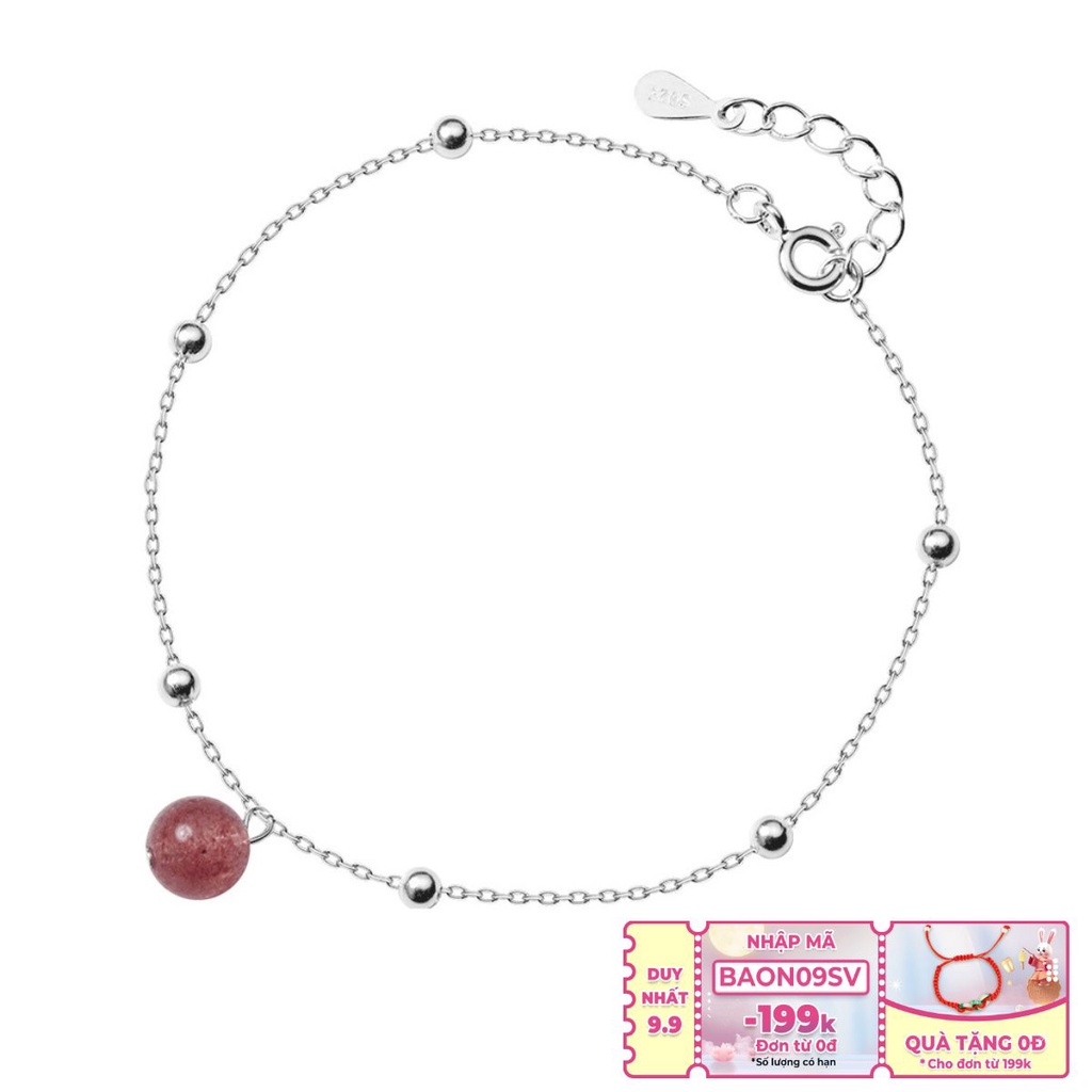 Lắc Tay Bạc Nữ S925 Đính Hạt Dâu Tây Xinh Xắn Đẹp L-1596 - Bảo Ngọc Jewelry