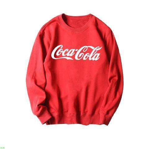 Coca Cola Áo Khoác Sweater Cổ Tròn Phối Nhung In Hình Coca Cola Dễ Thương