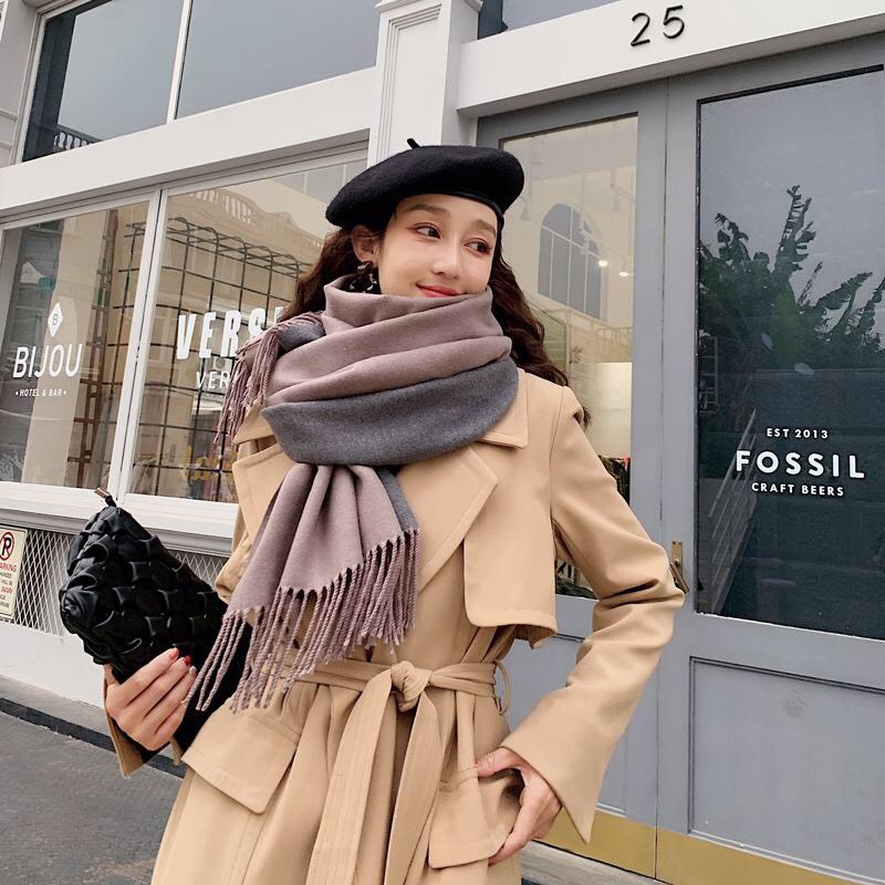 KHĂN CHOÀNG CASHMERE LÔNG CỪU MÀU TRƠN 2 MẶT SIÊU TO GIỮ ẤM NGÀY ĐÔNG