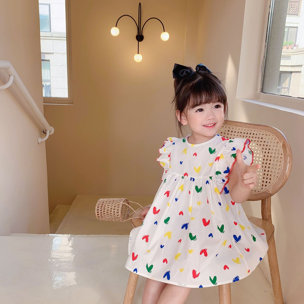 Girls' dresses 2021 summer children's wear new one-piece dress princess dress color love dress sleeveless dress girl baby skirt