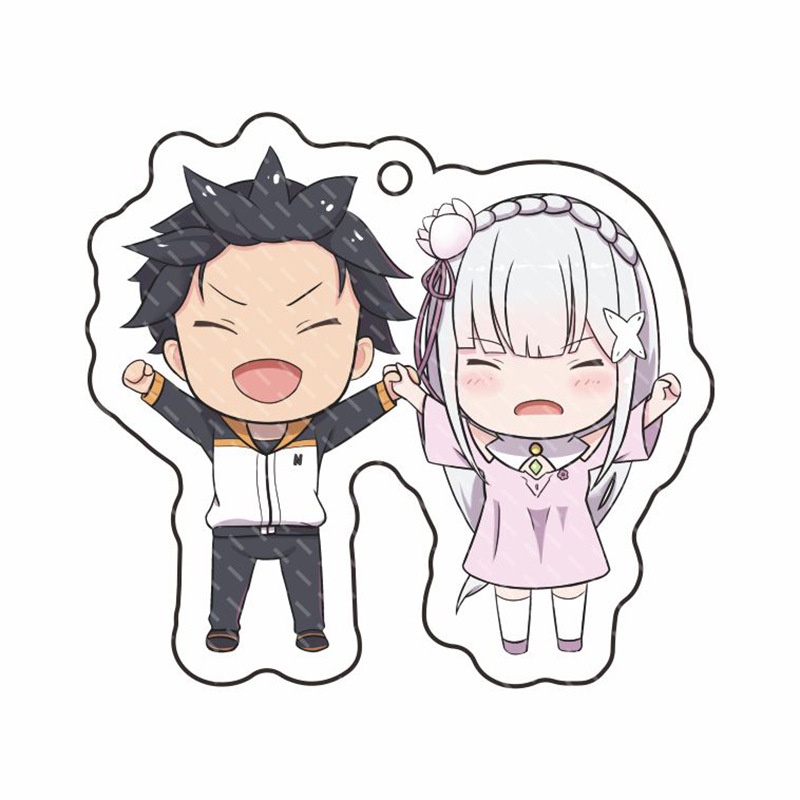 Móc Khóa Acrylic In Hình Anime Re Zero Rem Ram Subaru Emilia Dễ Thương