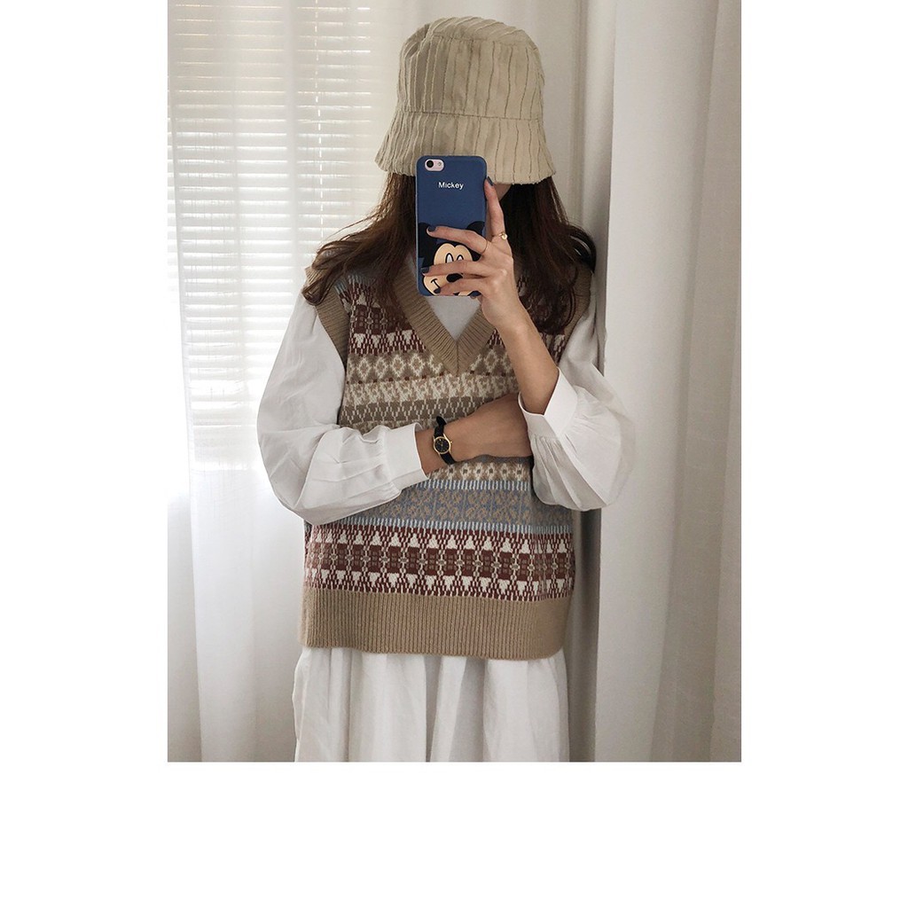 [CÓ SẴN] Áo (gile) GHI LÊ len nữ hoạ tiết thổ cẩm mông cổ - 04 ảnh thật | BigBuy360 - bigbuy360.vn