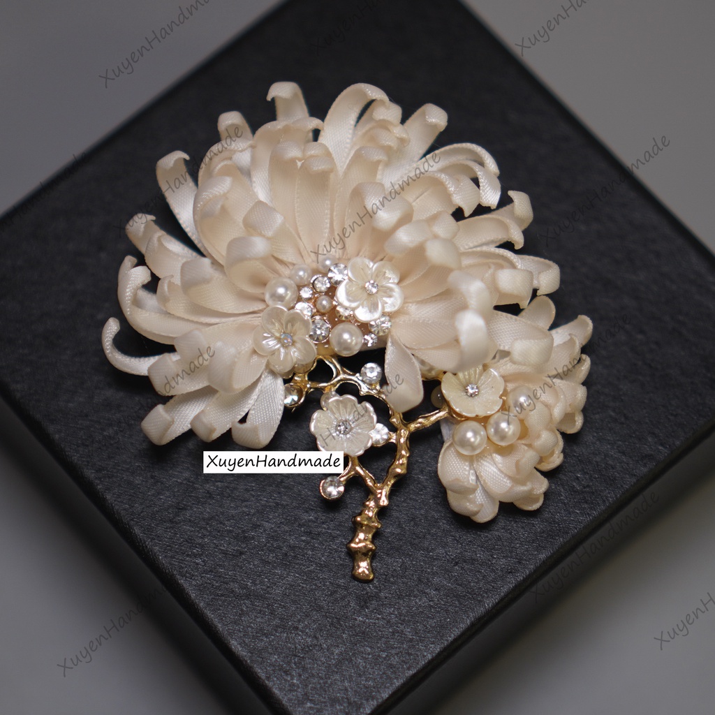 Hoa Cúc Đôi Handmade Cài Áo Cao Cấp