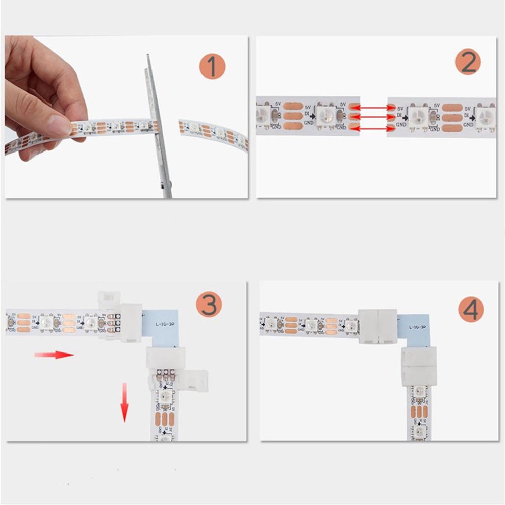 Set 10 Đầu Nối Đèn Led 2/3/4/5PIN L / T / X Cho Dây Đèn Led RGBW RGBW 10mm