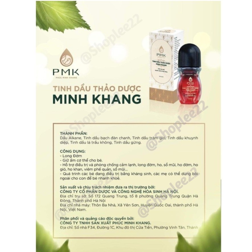 Tinh dầu thảo dược Phúc Minh Khang – Hết ho, long đờm, sổ mũi [Chỉ 1 chai duy nhất.]