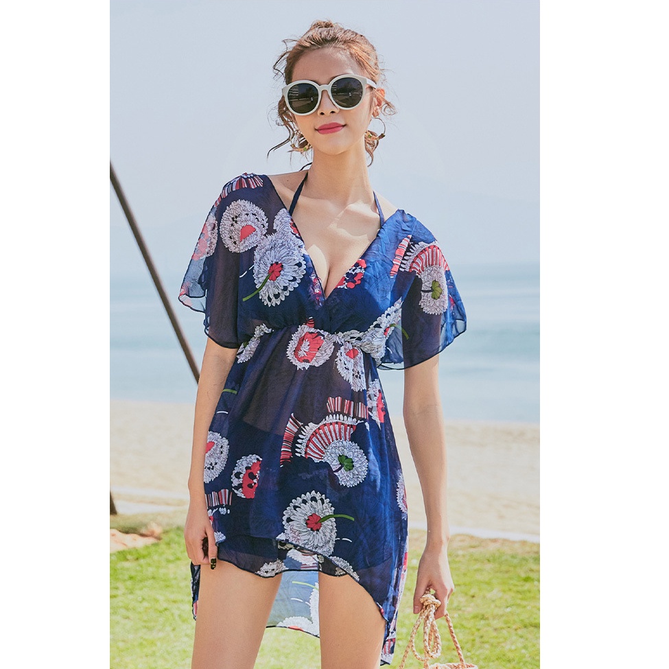 【YJS】Women's Swimsuit Split Swimsuit Bikini Three Piece Suit Skirt Style Show Thin Gathered Swimsuit Hot Spring Swimwear