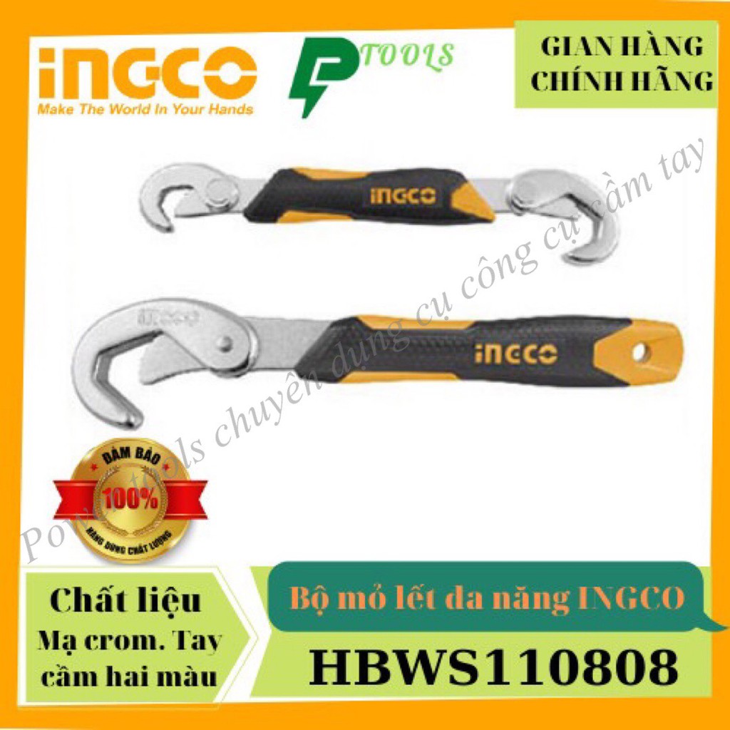 Bộ mỏ lết tự động đóng mở đa năng INGCO thép Cr-V siêu cứng chống rỉ mở bulong ốc vít ống nước sửa chữa nhà cửa cơ khí