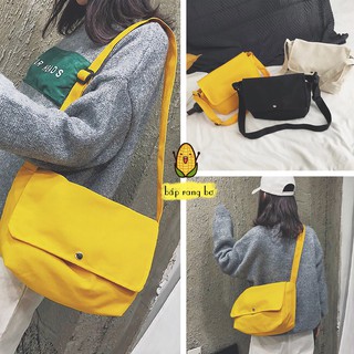 TÚI TOTE ĐEO CHÉO UNISEX MÀU VÀNG - VẢI DỆT CANVAS [ CÓ TÚI CON] - PHONG CÁCH ULZZANG